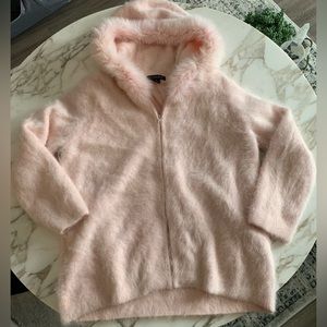 Venesha High Quality Angora Zip-Up Hooded Oversized Jacket